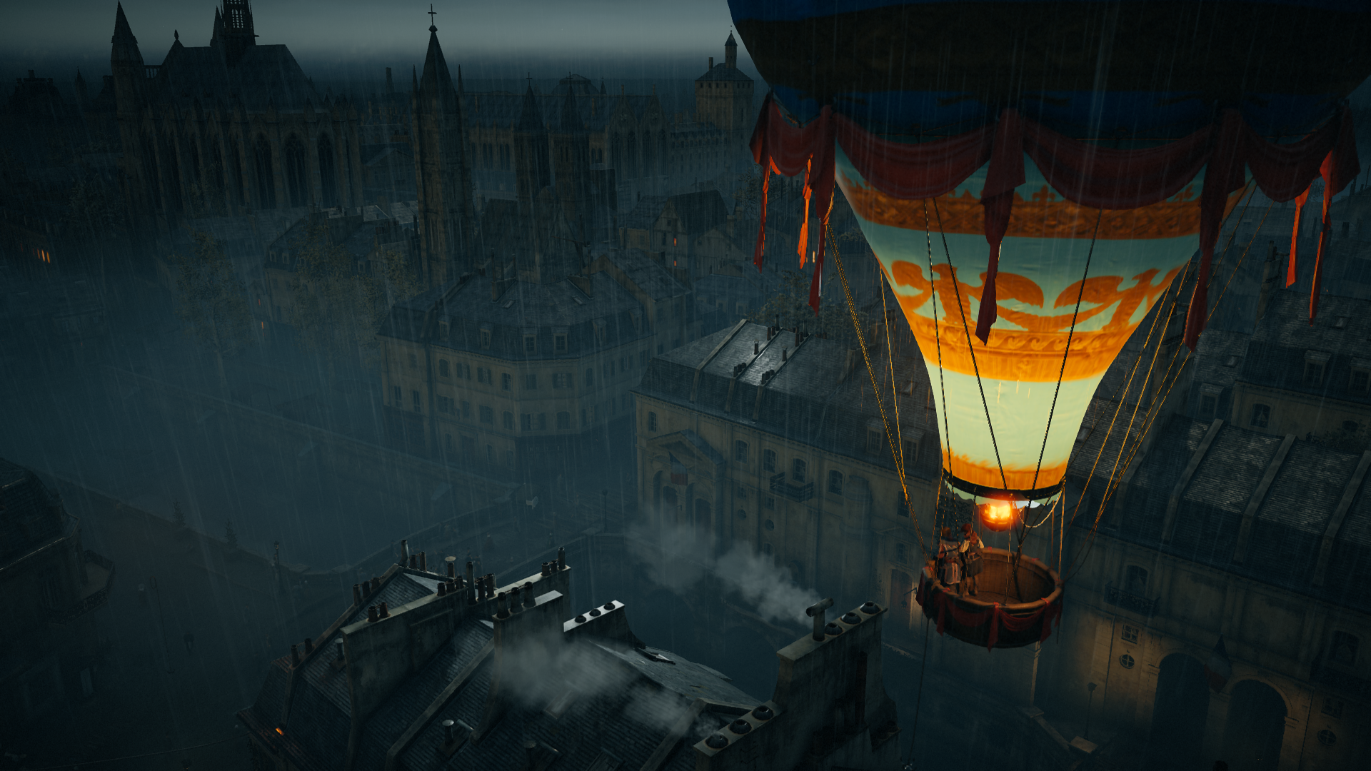 Assassin's Creed Unity - Arno and Elize in a hot air balloon.